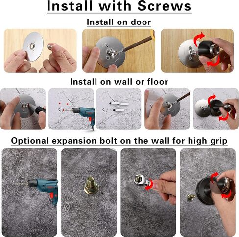 Sumnacon Sturdy Magnetic Door Stopper - Stainless Steel Door Stopper with Magnet for Wall Floor, Sturdy Magnetic Doorstop Holder with Adhesive Tape & Screws for Home Office, Gold in Saudi Arabia