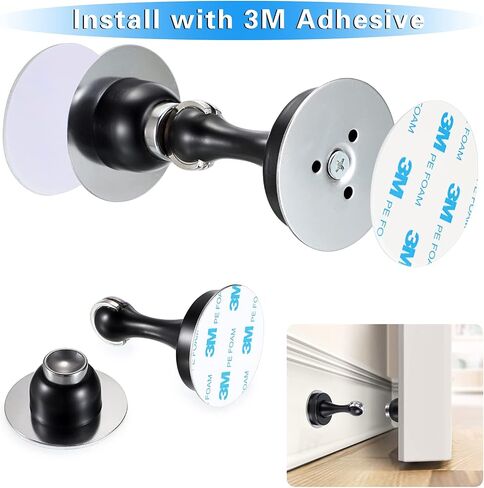 Sumnacon Sturdy Magnetic Door Stopper - Stainless Steel Door Stopper with Magnet for Wall Floor, Sturdy Magnetic Doorstop Holder with Adhesive Tape & Screws for Home Office, Gold in Saudi Arabia