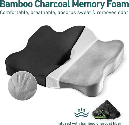 Seat Cushions for Long Sitting Office Chairs - Pressure Relief Seat Cushion, Sciatica & Back Support, Memory Foam Office Chair Cushion with a Storage Bag (Light Grey) in Saudi Arabia