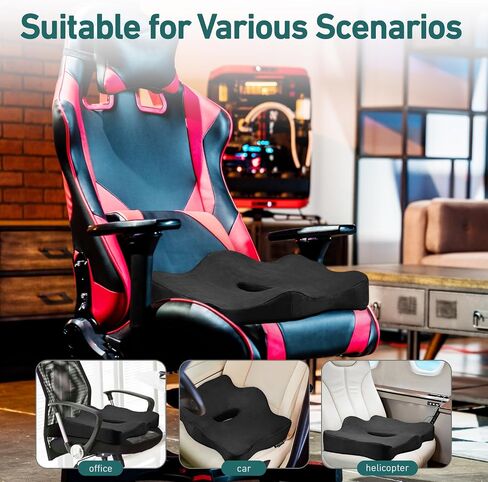 Seat Cushions for Long Sitting Office Chairs - Pressure Relief Seat Cushion, Sciatica & Back Support, Memory Foam Office Chair Cushion with a Storage Bag (Light Grey) in Saudi Arabia