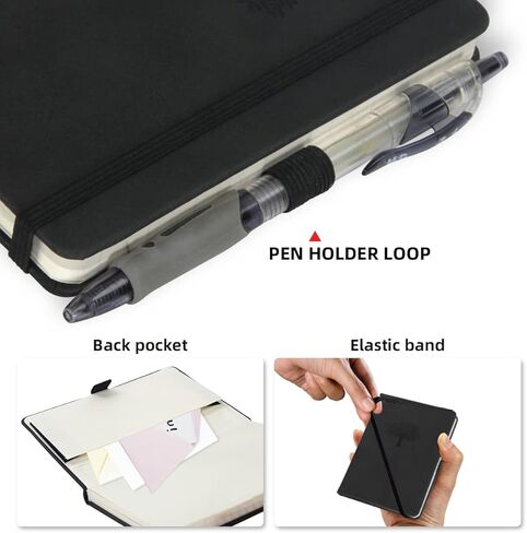 WERTIOO Small Hardcover Journal Notebook 2 Pack, A6 Ruled Leather Pocket Notebook 5.7 x 4.3 inch 140 Pages Notebook with Pen Holder 100 gsm Thick Paper Journals for Women Men in Kuwait