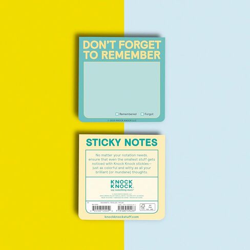 1-Count Knock Knock Don't Forget to Remember Sticky Note Pad, to Do List Notes, 3 x 3-Inches, 100 Sheets Each in Saudi Arabia