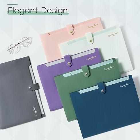 Sooez Elegant Accordion File Organizer with Labels, 8 Pocket Expanding File Folder, Portable Folders for Documents, Cute Paper Organizer for School Office Supplies, Letter Size, Dark Green in Saudi Arabia