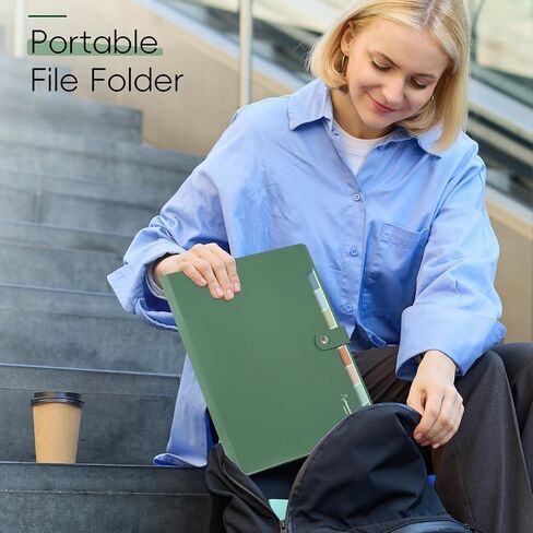 Sooez Elegant Accordion File Organizer with Labels, 8 Pocket Expanding File Folder, Portable Folders for Documents, Cute Paper Organizer for School Office Supplies, Letter Size, Dark Green in Saudi Arabia