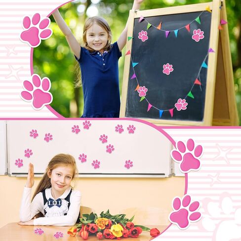 60 Pcs Mini Paw Prints Cutouts Accents Decor Bulletin Board Party Supplies for Kids Educational School Home(Black) in Saudi Arabia