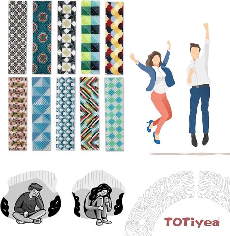 50 قطعة من الملصقات الحسية، شرائط مزخرفة، خطوط حسية خشنة مضادة للإجهاد، لاصقة لتخفيف القلق للمراهقين والبالغين في الفصول الدراسية (النمط الكلاسيكي) in Kuwait