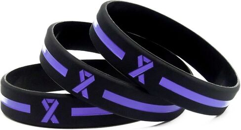 Lavender Purple Awareness Ribbon Wristbands (6-Pack) - Silicone Rubber Support Bracelets for Men Women Boys Girls - Light Purple Awareness Ribbon Accessories in Bulk in Kuwait