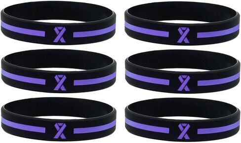 Lavender Purple Awareness Ribbon Wristbands (6-Pack) - Silicone Rubber Support Bracelets for Men Women Boys Girls - Light Purple Awareness Ribbon Accessories in Bulk in Kuwait