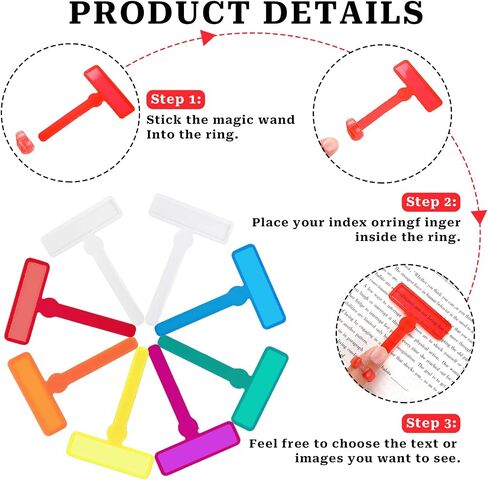 Reading Guid Strip,14 Pcs Colorful Dyslexia Tools Finger Guided Reading Strips with Finger Rings ADHD Finger Trackers Reading Trackers Reading Tools in Saudi Arabia