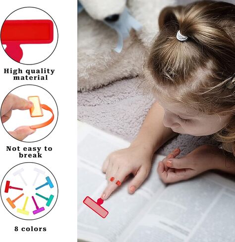 Reading Guid Strip,14 Pcs Colorful Dyslexia Tools Finger Guided Reading Strips with Finger Rings ADHD Finger Trackers Reading Trackers Reading Tools in Saudi Arabia