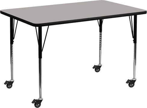 Flash Furniture Wren Mobile 30''W x 60''L Rectangular Oak HP Laminate Activity Table - Standard Height Adjustable Legs in Saudi Arabia