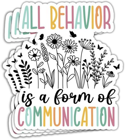 3 قطع - جميع السلوكيات عبارة عن شكل من أشكال ملصقات التواصل ABA BCBA فني تحليل السلوك، ملصق علاجي خاص للمعلمين، ملصقات للتوعية بالتنوع العصبي، ملصقات للتوعية بالإعاقة 3 × 4 بوصة in Kuwait