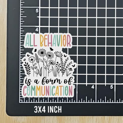 3 قطع - جميع السلوكيات عبارة عن شكل من أشكال ملصقات التواصل ABA BCBA فني تحليل السلوك، ملصق علاجي خاص للمعلمين، ملصقات للتوعية بالتنوع العصبي، ملصقات للتوعية بالإعاقة 3 × 4 بوصة in Kuwait