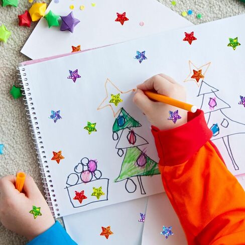 1728 Pcs Holographic Rainbow Star Stickers for Kids Reward,6 Sparkling Colors Small Star Stickers,Reward Chart Star Stickers for School,Home,Classroom Teacher Supplies,0.6" Diameter in Kuwait