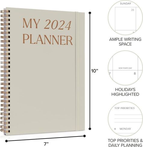 مخطط يومي مبسط 2024 - مخطط يومي جميل مقاس 7 × 10 بوصة للنساء أو الرجال مع فروق أسبوعية وشهرية لسهولة التخطيط - كتاب تقويم مثالي لتنظيم جميع المهام وتعزيز الإنتاجية in Kuwait