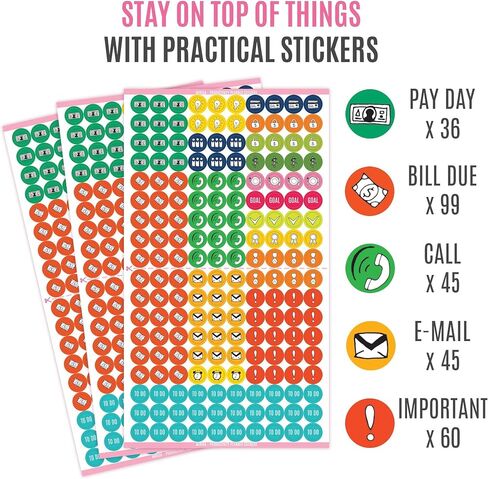Planner Stickers – 1700 Productivity Mini Icons for Adults Calendar – Work, Daily To Do, Budget, Family, Holidays, Journaling – Variety Pack with Monthly Tabs in Saudi Arabia