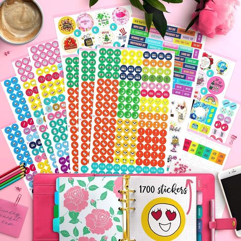 Planner Stickers – 1700 Productivity Mini Icons for Adults Calendar – Work, Daily To Do, Budget, Family, Holidays, Journaling – Variety Pack with Monthly Tabs in Saudi Arabia