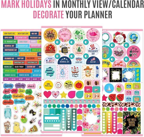 Planner Stickers – 1700 Productivity Mini Icons for Adults Calendar – Work, Daily To Do, Budget, Family, Holidays, Journaling – Variety Pack with Monthly Tabs in Saudi Arabia