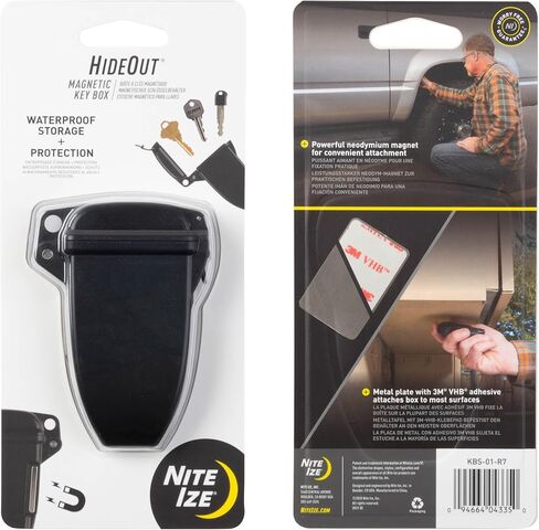 صندوق مفاتيح مغناطيسي من Nite Ize Hideout - مخفي مفاتيح مقاوم للماء - حامل وصندوق مفاتيح مغناطيسي - تخزين مفاتيح مقاوم للماء للمفاتيح الاحتياطية - حافظة مفاتيح - منظم صندوق المفاتيح - أسود، مقاس XL in Saudi Arabia