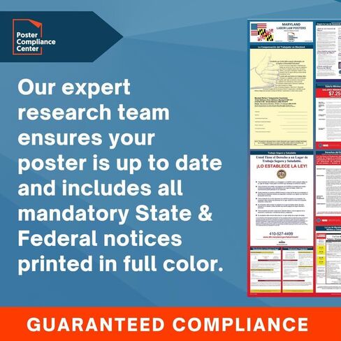 Labor Law Posters 2024 - Maryland Labor Law Poster State, Federal, OSHA Compliant, Accurate & Up to Date, Includes June Updates, Laminated Labor Law Poster 2024 Maryland, 25"w x 39"h (Bundle) in Kuwait