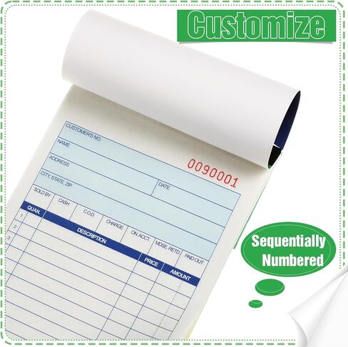 Pads Sales Order Book 2 Part Carbonless (White/Canary Yellow) Receipt Books with Carbon Copies Cover Receipt Form Invoice 50 Sets Per Book (4.18 x 7.2 Inch/ 10.6 x 18.3 Cm)(24 Pads) in Saudi Arabia