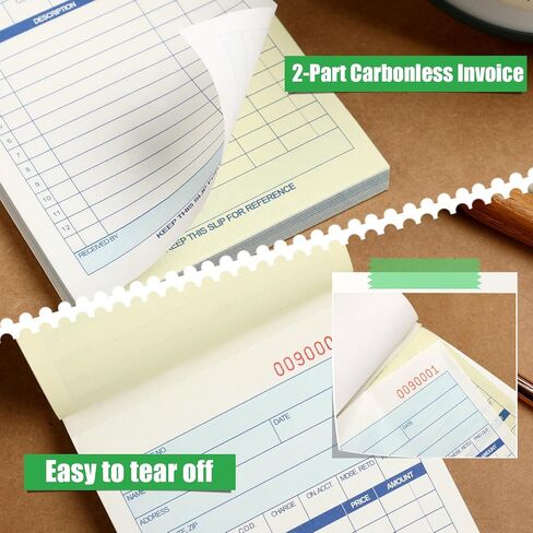 Pads Sales Order Book 2 Part Carbonless (White/Canary Yellow) Receipt Books with Carbon Copies Cover Receipt Form Invoice 50 Sets Per Book (4.18 x 7.2 Inch/ 10.6 x 18.3 Cm)(24 Pads) in Saudi Arabia