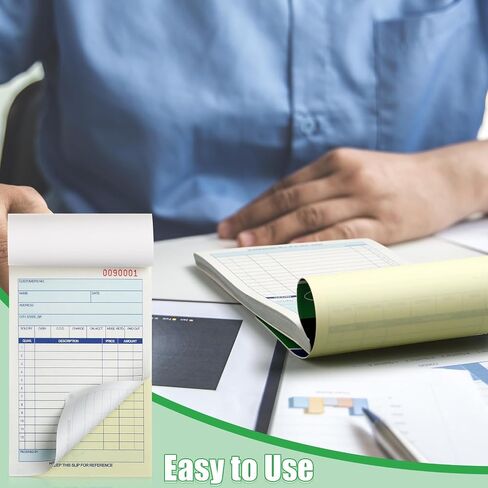 Pads Sales Order Book 2 Part Carbonless (White/Canary Yellow) Receipt Books with Carbon Copies Cover Receipt Form Invoice 50 Sets Per Book (4.18 x 7.2 Inch/ 10.6 x 18.3 Cm)(24 Pads) in Saudi Arabia