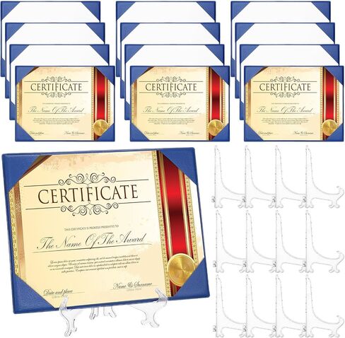 12 Pack Graduation Leather Certificate Holders with Stand Single Sided Certificate Award Frame Document Certificate Covers Certificate Folders for Paper Employee Diplomas, Fits 8.5 x 11 Inch in Saudi Arabia