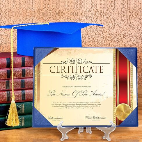 12 Pack Graduation Leather Certificate Holders with Stand Single Sided Certificate Award Frame Document Certificate Covers Certificate Folders for Paper Employee Diplomas, Fits 8.5 x 11 Inch in Saudi Arabia