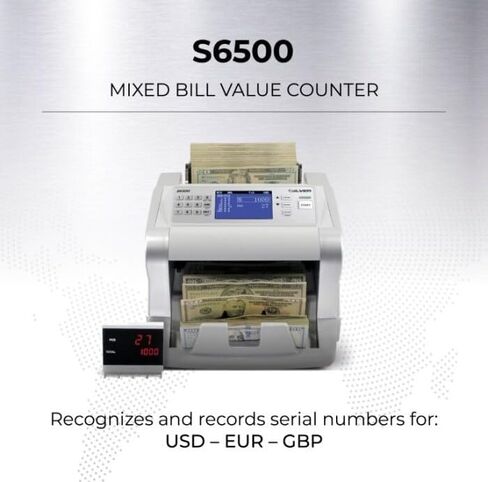 ماكينة عد النقود، USD EUR CAD GBP MXN، عداد فواتير سريع مختلط، كشف التزييف بـ 5 نقاط بالأشعة فوق البنفسجية/MG/IR/DD/MT/DBL/HLF/CHN، S6500، ضمان لمدة عام in Saudi Arabia