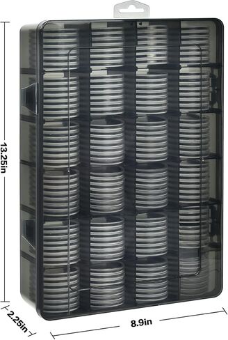 168 قطعة كبسولات عملات معدنية مقاس 46 مم مع حشية إسفنجية وصندوق منظم تخزين بلاستيكي، 6 مقاسات (20/25/27/30/38/46 مم) حامل حقيبة تجميع العملات المعدنية لمستلزمات جمع العملات المعدنية in Kuwait