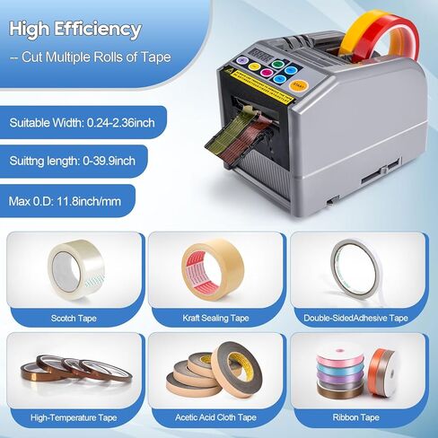 ترقية آلة قطع الأشرطة بعجلة من السيليكون للأشرطة بعرض 0.24 بوصة - 2.36 بوصة (6-66 مم)، موزع الأشرطة التلقائي، آلة قطع الأشرطة الكهربائية، 39.33 بوصة (999 مم) الحد الأقصى لطول القطع in Kuwait