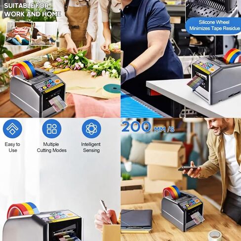 ترقية آلة قطع الأشرطة بعجلة من السيليكون للأشرطة بعرض 0.24 بوصة - 2.36 بوصة (6-66 مم)، موزع الأشرطة التلقائي، آلة قطع الأشرطة الكهربائية، 39.33 بوصة (999 مم) الحد الأقصى لطول القطع in Kuwait