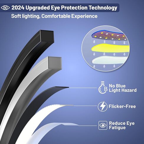 مصباح أرضي LED قابل للتعتيم مع 3 درجات حرارة ألوان، مصابيح أرضية قوسية فائقة السطوع 2000 لومن لغرفة المعيشة، مصباح طويل قائم حديث مع جهاز تحكم عن بعد للقراءة مصباح أرضي لغرفة النوم والمكتب والفصول الدراسية in Kuwait