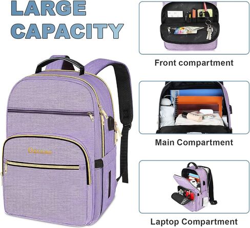 Laptop Backpack for Women,15.6 inch Womens Laptop Backpack with USB Charging Port, Water Resistant Computer Work backpack laptop compartment Daypacks for College in Saudi Arabia