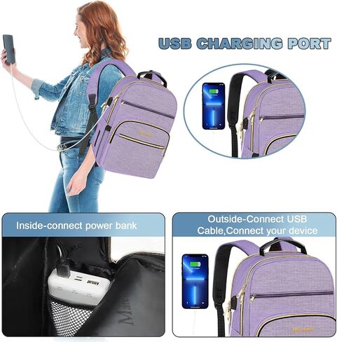 Laptop Backpack for Women,15.6 inch Womens Laptop Backpack with USB Charging Port, Water Resistant Computer Work backpack laptop compartment Daypacks for College in Saudi Arabia