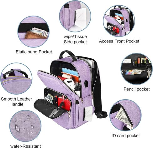 Laptop Backpack for Women,15.6 inch Womens Laptop Backpack with USB Charging Port, Water Resistant Computer Work backpack laptop compartment Daypacks for College in Saudi Arabia