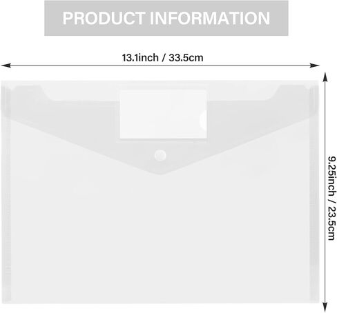 12 حزمة من مظاريف حفظ الملفات البلاستيكية من البوليستر، مظاريف ملفات شفافة بحجم A4 مع ملصق وزر لصق للجيب لتنظيم مكتب العمل المنزلي والمدرسة، 12 لونًا متنوعًا in Kuwait