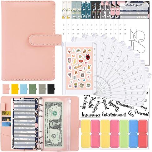 A6 Money Saving Binder,Budget Binder with Zipper Envelopes & Expense Tracker Sheets for Budgeting, Budget Book Planner with Cash Envelopes, Savings Binder for Money Saving(Blue, A6) in Saudi Arabia