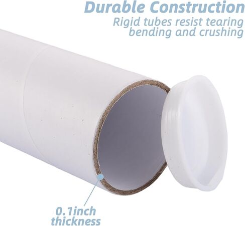 20 حزمة من أنابيب الشحن البريدية، 2 × 12 بوصة أنبوب بريد من الورق المقوى مع أغطية أنابيب ملصقات الشحن للأعمال الفنية والمخططات وتخزين المستندات، باللون الأبيض in Saudi Arabia