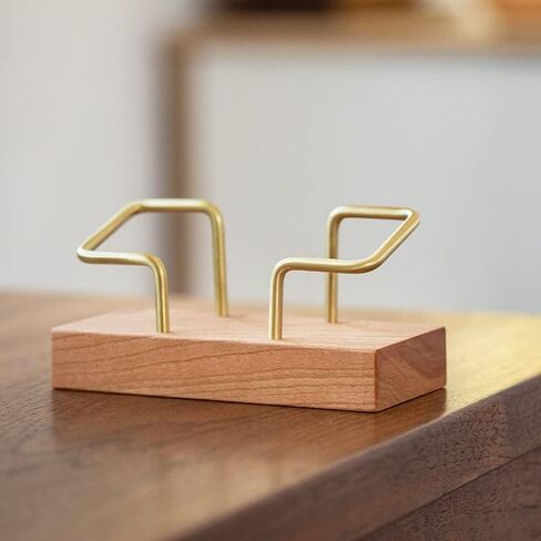 Business Card Holder for Desk , Wood and Brass Desktop Business Card holder, Index Card Organizer Storage Files (Walnut Wood) in Saudi Arabia
