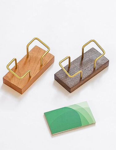 Business Card Holder for Desk , Wood and Brass Desktop Business Card holder, Index Card Organizer Storage Files (Walnut Wood) in Saudi Arabia