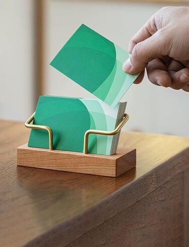 Business Card Holder for Desk , Wood and Brass Desktop Business Card holder, Index Card Organizer Storage Files (Walnut Wood) in Saudi Arabia