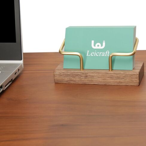 Business Card Holder for Desk , Wood and Brass Desktop Business Card holder, Index Card Organizer Storage Files (Walnut Wood) in Saudi Arabia