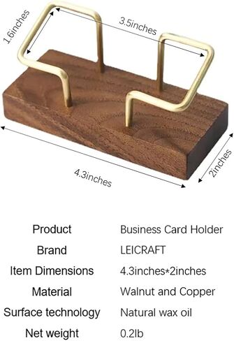 Business Card Holder for Desk , Wood and Brass Desktop Business Card holder, Index Card Organizer Storage Files (Walnut Wood) in Saudi Arabia