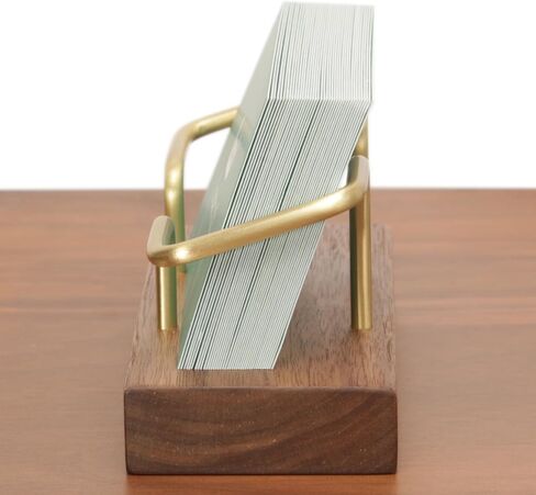 Business Card Holder for Desk , Wood and Brass Desktop Business Card holder, Index Card Organizer Storage Files (Walnut Wood) in Saudi Arabia