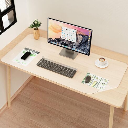 YSAGi Clear Desk mat,Non-Slip PVC Clear Desk Pad for Keyboard & Mouse,Large Mouse Pad,Heat Resistant & Waterproof Desk Protector Mat,Frosted Transparent Desk Writing Mat for Office & Home(24x14inch) in Kuwait