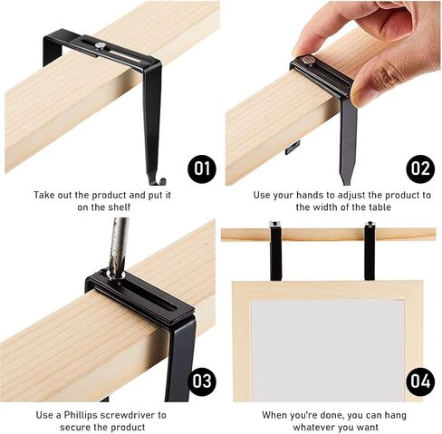 6 قطع من خطافات الحائط القابلة للتعديل - شماعات معدنية عالمية على خطافات مرآة الباب تم تعديلها لتناسب ألواح سمك 1.35 إلى 3.5 بوصة للوحة الحائط in Kuwait