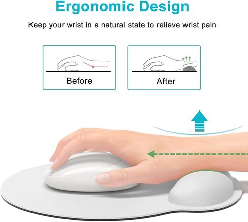 Ergonomic Mouse Pad with Wrist Rest Support, Memory Foam Computer Mouse Pads for Wireless Mouse, Cut Gaming Mouse Mat with Non-Slip Base, Pain Relief Mousepad for Laptop Desk Work Women, Blue in Kuwait