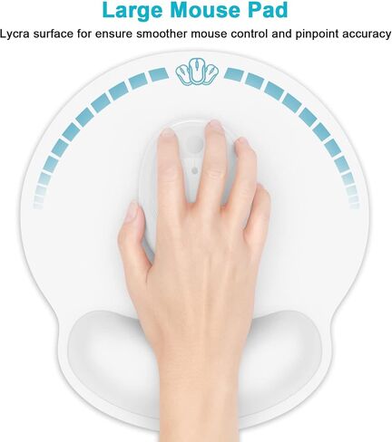 Ergonomic Mouse Pad with Wrist Rest Support, Memory Foam Computer Mouse Pads for Wireless Mouse, Cut Gaming Mouse Mat with Non-Slip Base, Pain Relief Mousepad for Laptop Desk Work Women, Blue in Kuwait